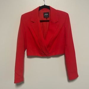 Zara cropped linen blazer jacket xs